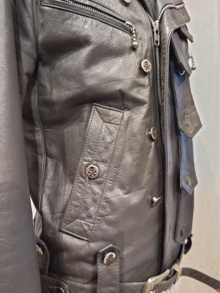 LA ROCKA! ブラックレザージャケット LA ROCKA! Biker Jacket - neon-leather