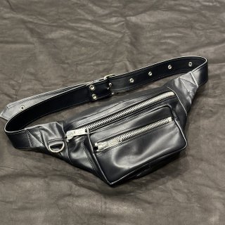 Leather waist pouch TYPE3ALBERT ZIPDARK NAVY