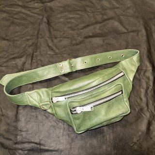 Leather waist pouch TYPE3ALBERT ZIPGREEN