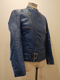 70's HARRO Blue Leather Jacket
