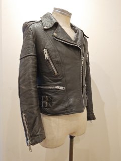 80's Ladies Sheepskin Double Riders Leather Jacket LIGHTNING Type