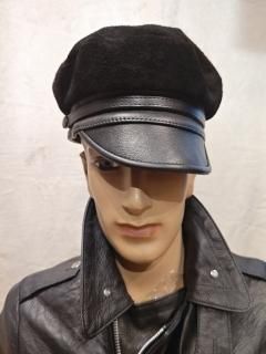 Suede Leather Biker Cap