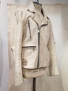 70's REAL LEATHER White Double riders jacket 