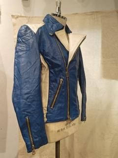70's HARRO 2tone Double Leather Jacket 