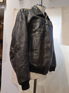50~60's German WHITE BEAR Rib Leather Jacket 