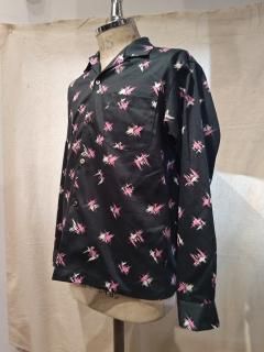 NEON  splashed pattern open-collar long sleeves shirt 
