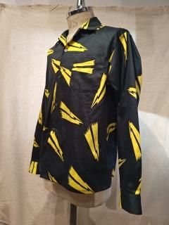 NEON Raiden pattern open-collar long sleeves shirt