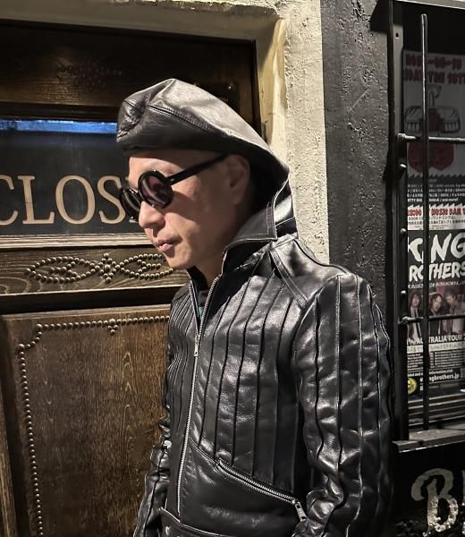 NEON LEATHER GARMENT リネン ビッグベレー ネオン 麻 黒 NEON LEATHER GARMENT リネン ビッグベレー帽 パンク