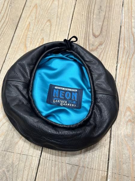 Leather Beret - neon-leather