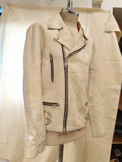 80's White Double Leather Jacket 