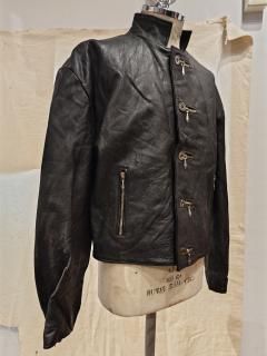 80's Zipper Button Leather Jacket 
