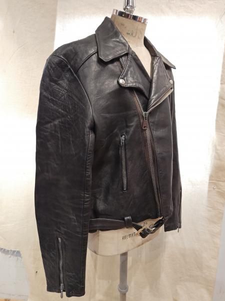 70's MOBYKE Riders Leather Jacket - neon-leather