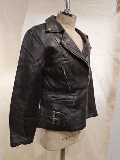 70's CHAMPION RIVETTS Fringe Double Leather Jacket 