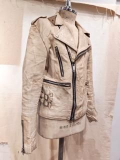 70's White Double Riders Jacket LIGHTNING Type 