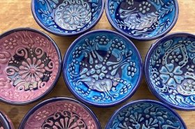 キュタフヤ陶器（トルコ）小皿３色
