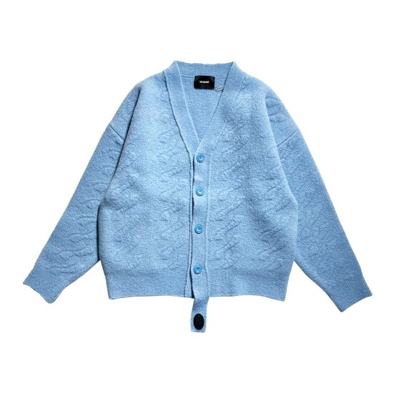WE11DONE / BLUE  LOGO CABLE FELTED KNIT CARDIGAN
