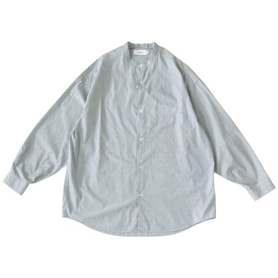 Graphpaper / BROAD STRIPE L/S OVERSIZED BAND COLLAR SHIRT