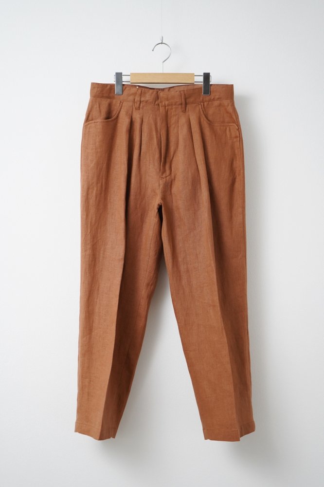 Two-tuck Wide Tapered Pants(Brown)