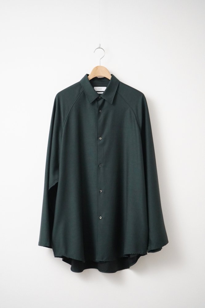 Wool Cupro Flare Sleeve Shirt(D.GREEN)