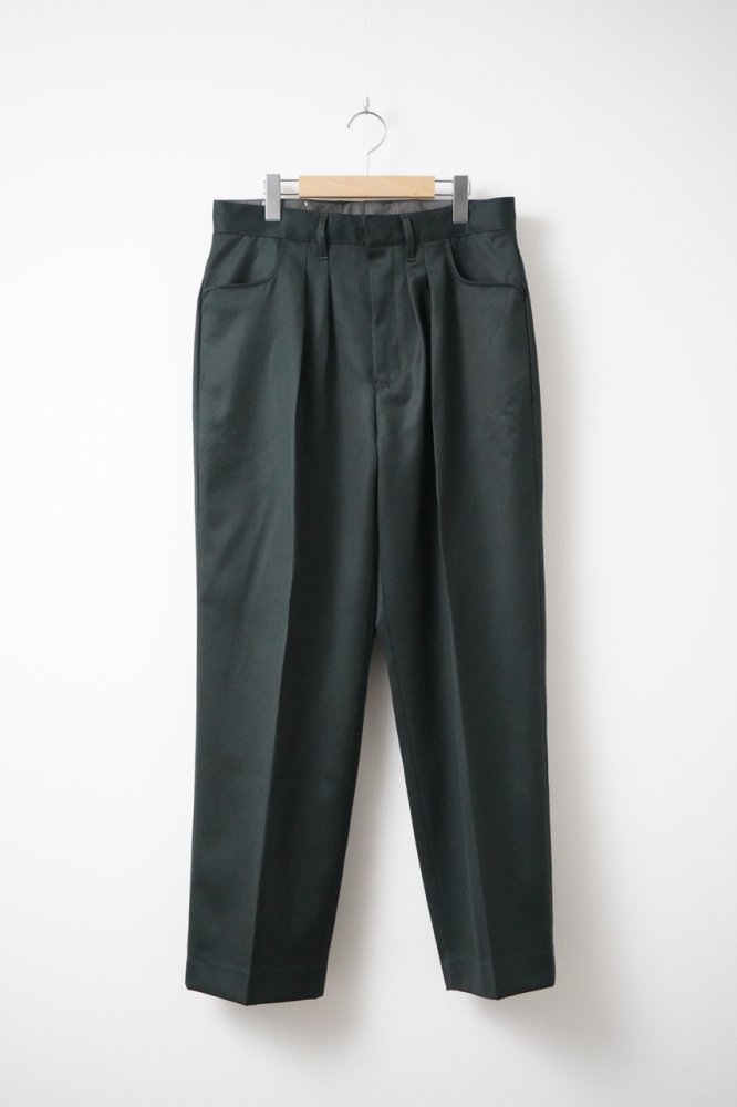 Two-tuck Wide Tapered Pants(Dark Green)