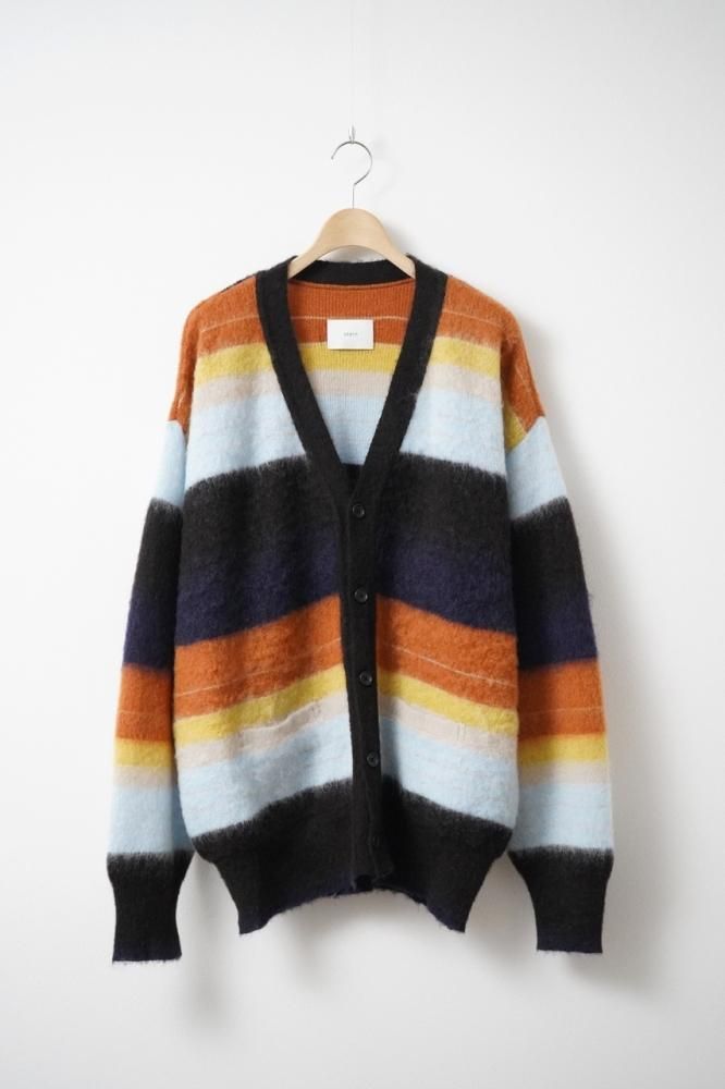 COLOR COMBINATION MOHAIR CARDIGAN(MULTI STRIPES) - H-L