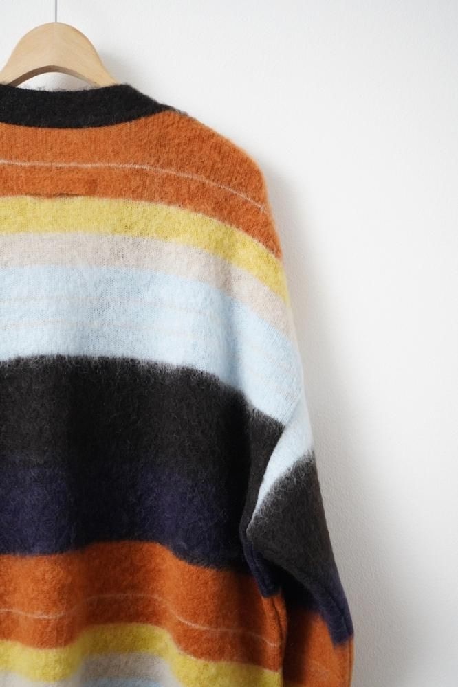 COLOR COMBINATION MOHAIR CARDIGAN(MULTI STRIPES) - H-L