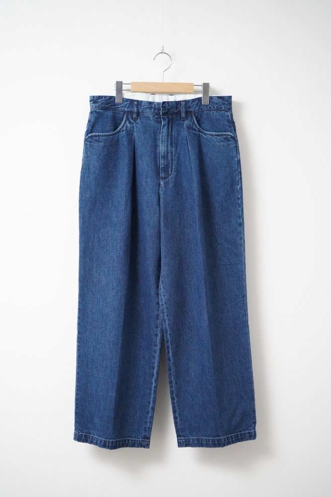 One-tuck Wide Pants -Denim-(INDIGO)