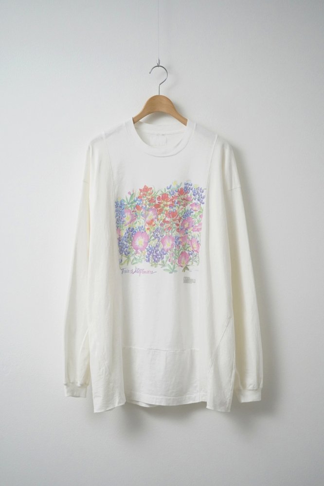 SIMPLE L/S TEE -FLOWER-(WHITE/A)