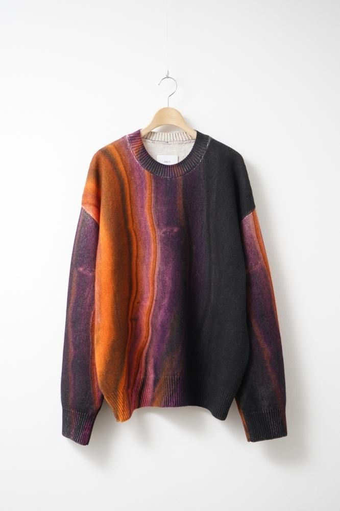 EXTRA FINE LAMS PRINTED KNIT LS(ORANGE) - H-L