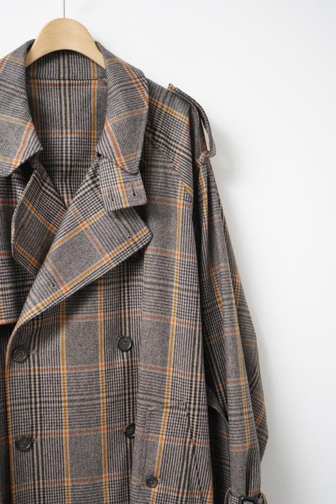 OVERSIZED TRENCH COAT(GLEN CHECK) - H-L