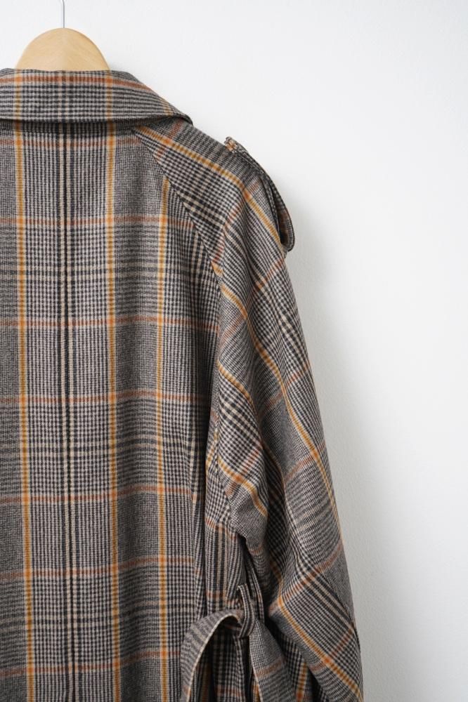 OVERSIZED TRENCH COAT(GLEN CHECK) - H-L