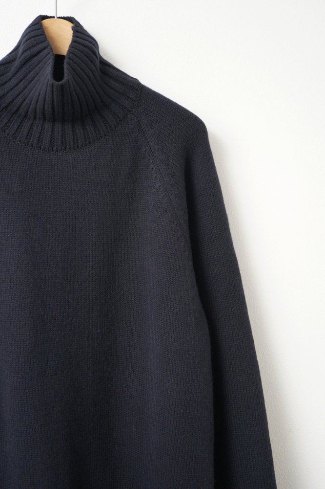 EX FINE LAMBS LOOSE HIGH NECK KNIT LS(DARK NAVY) - H-L