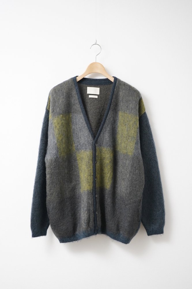 SQUARE PANNEL MOHAIR CARDIGAN(GREEN)