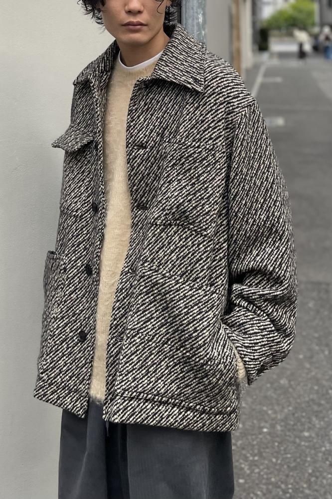 WOOL NEP TWEED COVERALL JACKET(BEIGE) - H-L WOOL NEP TWEED COVERALL JACKET(BEIGE) - H-L