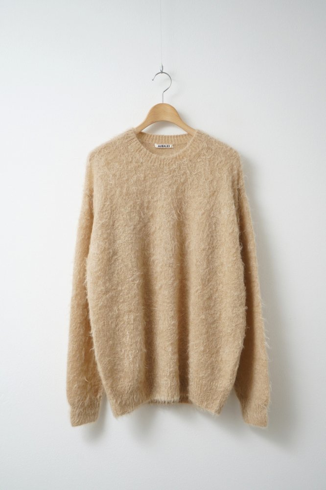 BRUSHED SUPER KID MOHAIR KNIT P/O(BEIGE) - H-L