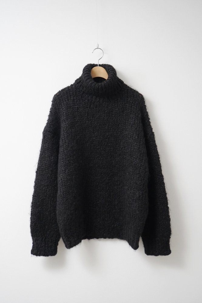 MOHAIR WOOL LOOSE KNIT TURTLE NECK LS(BLACK)