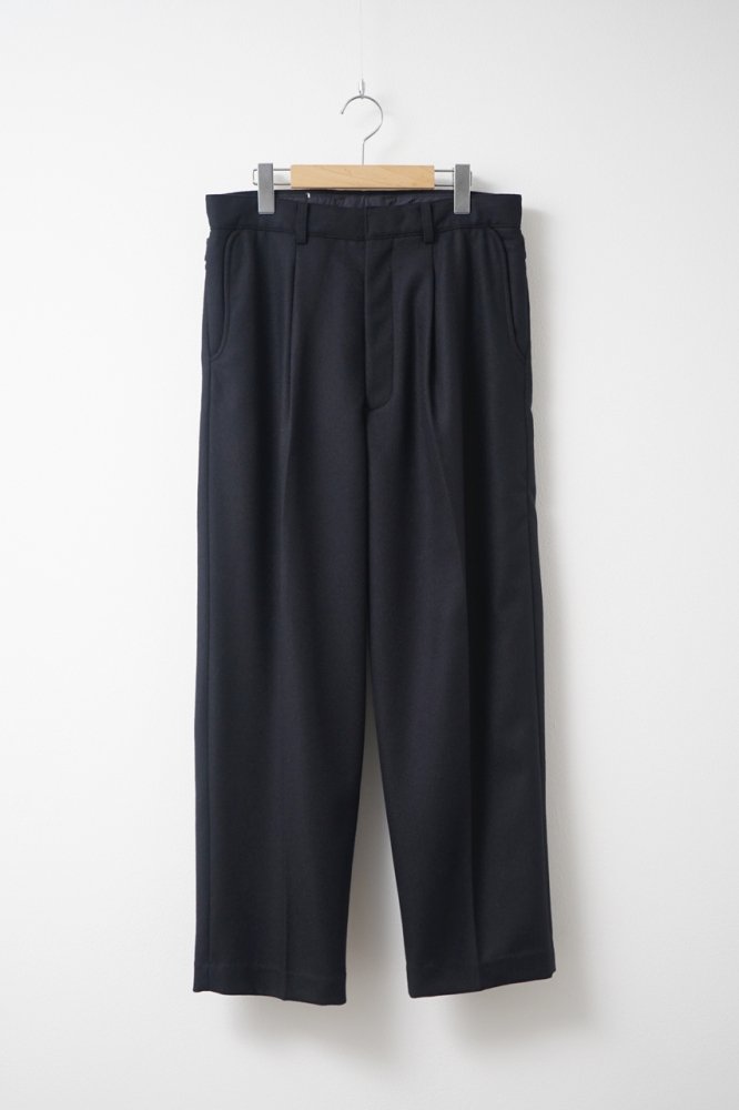 One Tuck Side Adjustable Pants -WOOL FLANNEL-(NAVY)