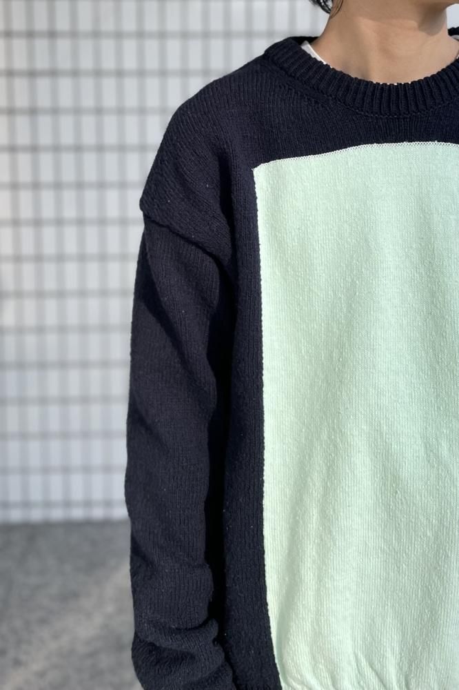 INTARSIA CREWNECK SWEATER(NAVY) - H-L