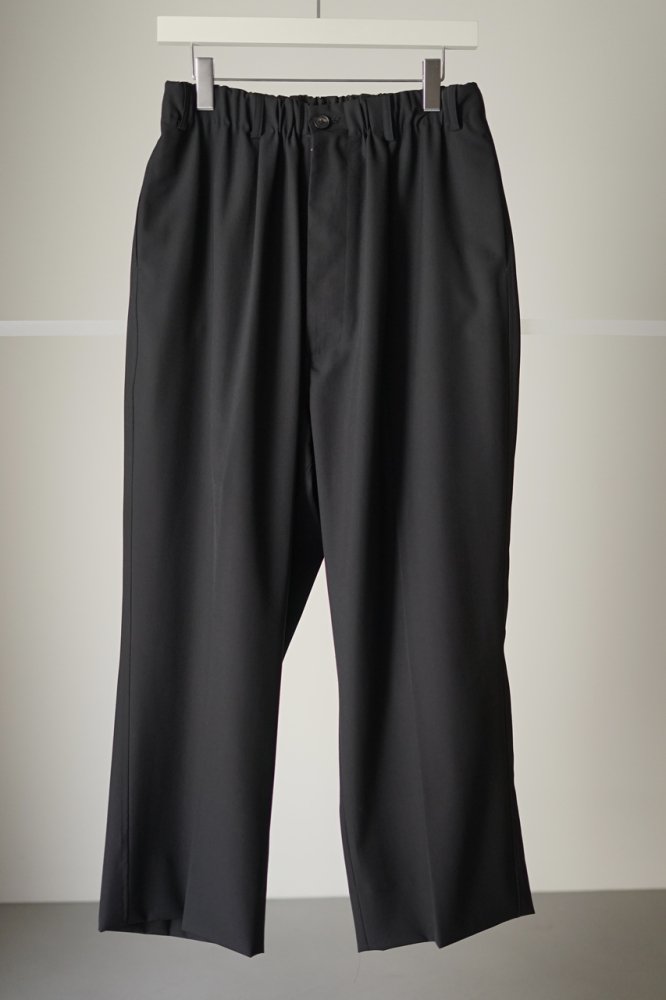 Draping Elastic Wide Trousers Type A -Hard Twist Poplin-(Black)