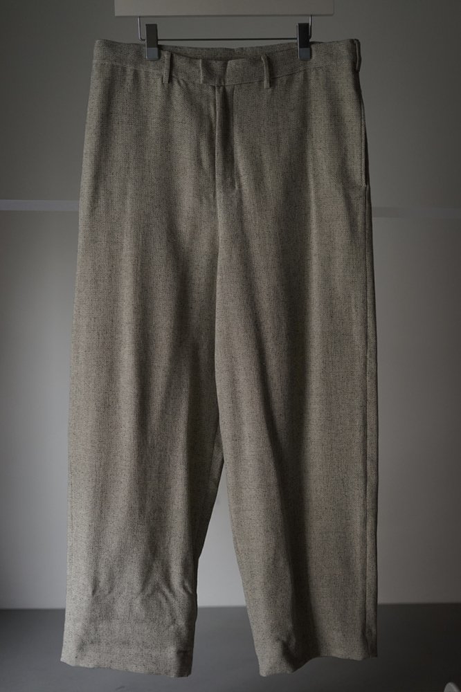 Wide Trousers -Cotton×Summer Wool Small Pattern Sucker-(Geometric -Cream×Black Top-)