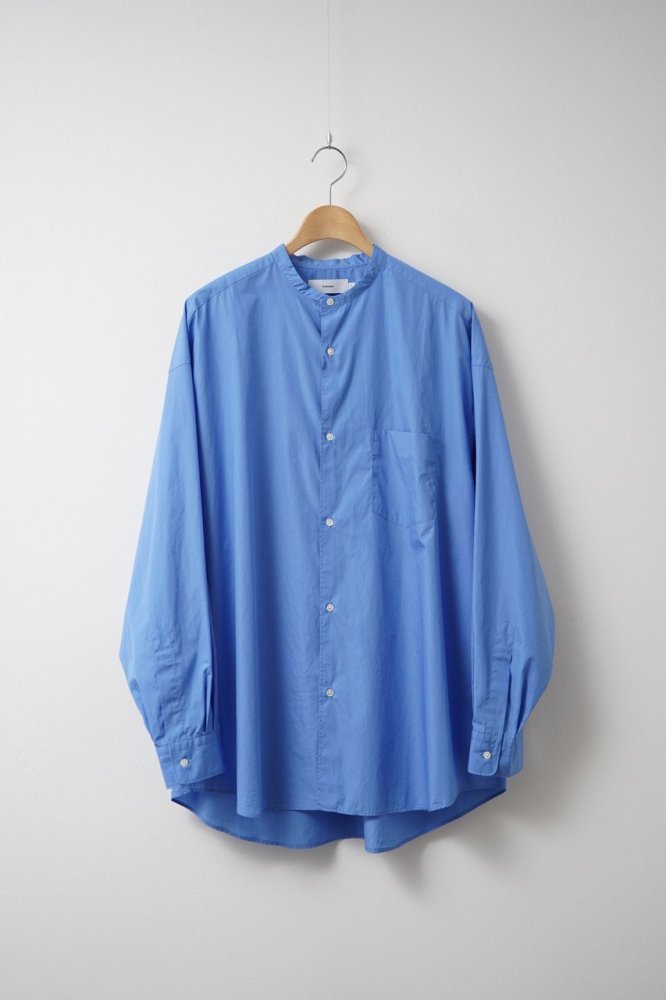 Broad L/S Oversized Band Collar Shirt(BLUE)