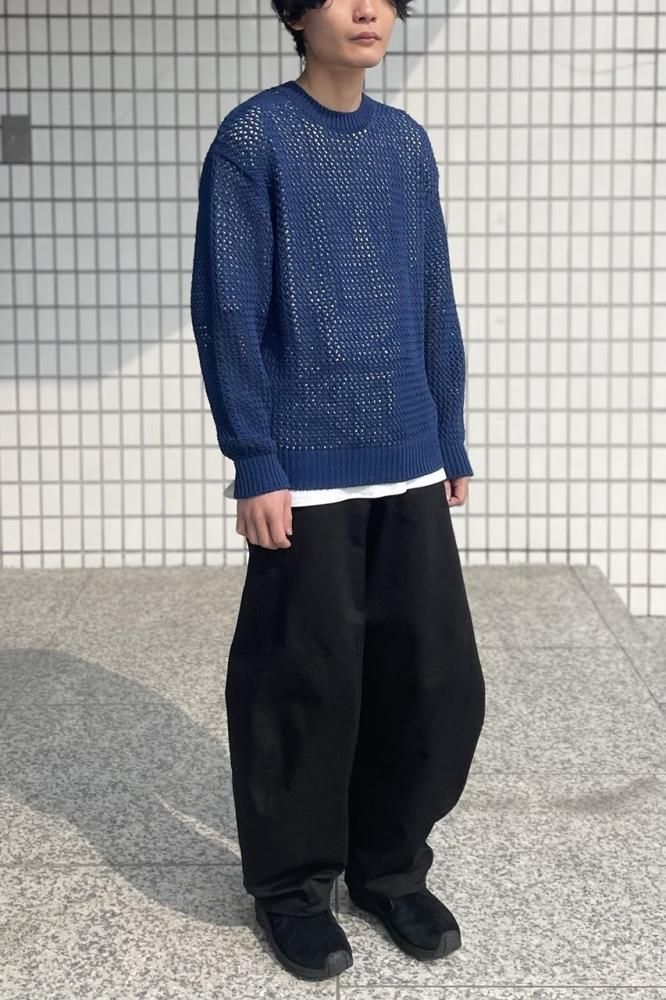 COTTON LILY-YARN MESH KNIT P/O(BLUE) - H-L