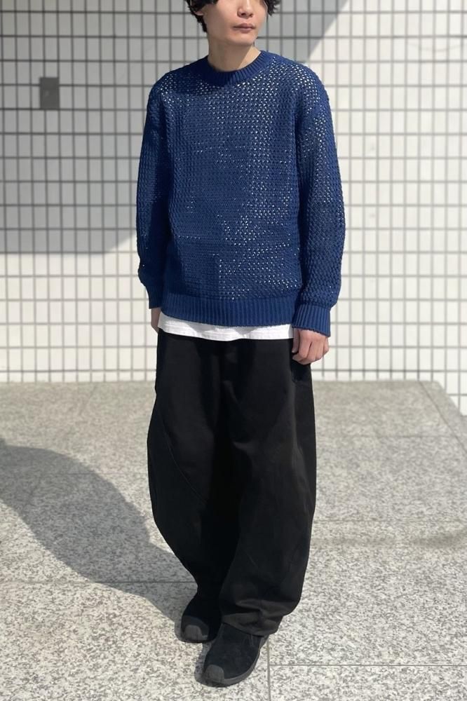COTTON LILY-YARN MESH KNIT P/O(BLUE) - H-L COTTON LILY-YARN MESH KNIT P/O(BLUE) - H-L