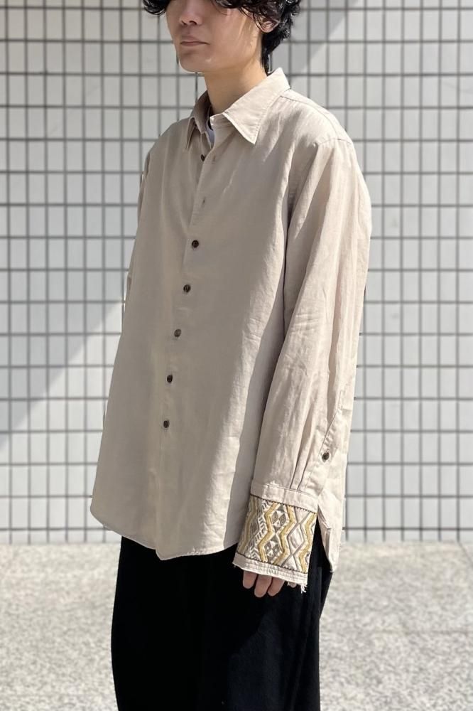 【新品未使用】PHOTOGRAPH イタリアンカラーシャツ BLACK BIRD FUMITO GANRYU - 【25SS】サイド ベンツ オープンカラー リネン