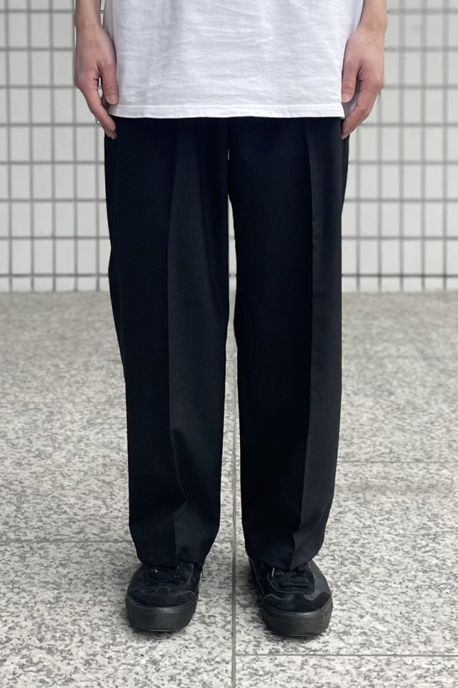 Easy Wide Tapered Pants -WOOL TROPICAL-(CHARCOAL)