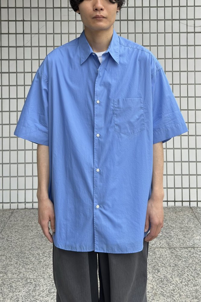 Broad S/S Oversized Regular Collar Shirt(BLUE)