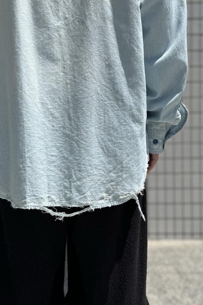 DAMAGE SHIRT -ORGANIC COTTON CHAMBRAY-(FADED INDIGO) - H-L