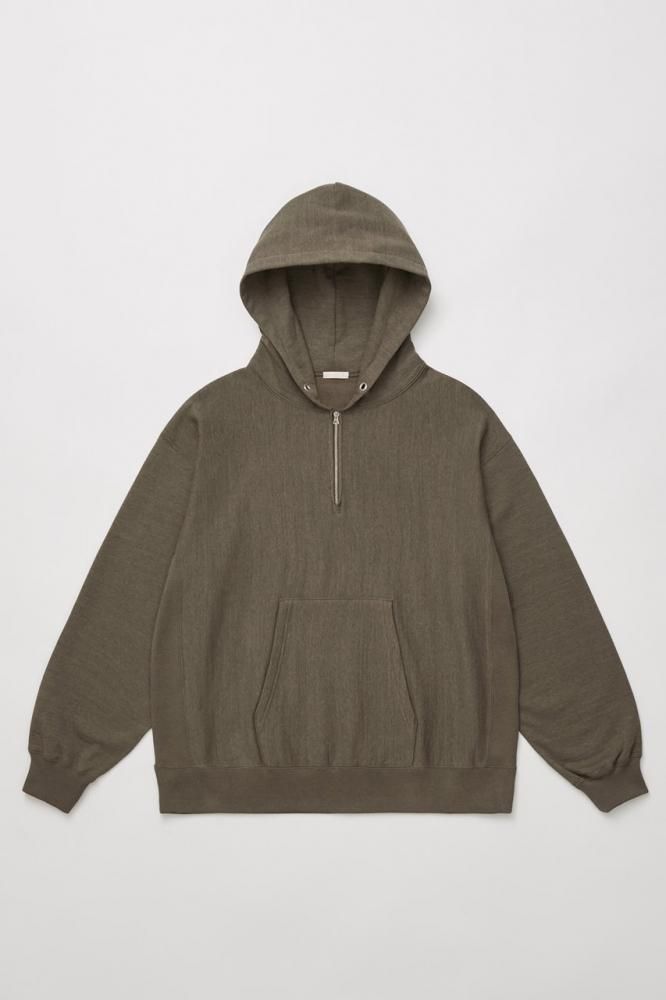 FADED SILKY TERRY RW HALF ZIP HOODIE(DUSTY OLIVE) - H-L FADED SILKY TERRY RW HALF ZIP HOODIE(DUSTY OLIVE) - H-L