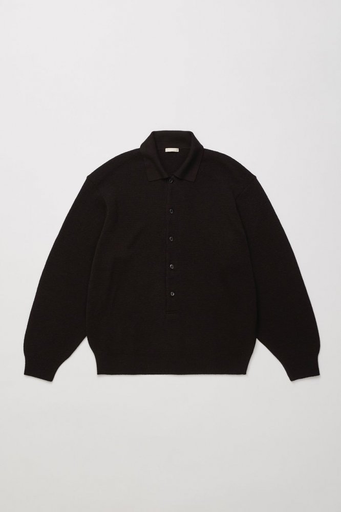 SUPER SOFT LOOSE MILANO RIB KNIT POLO(BLACK)