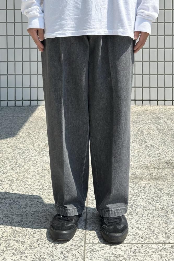 Easy Wide Tapered Pants -12.5oz Denim-(Grey) - H-L Easy Wide Tapered Pants -12.5oz Denim-(Grey) - H-L